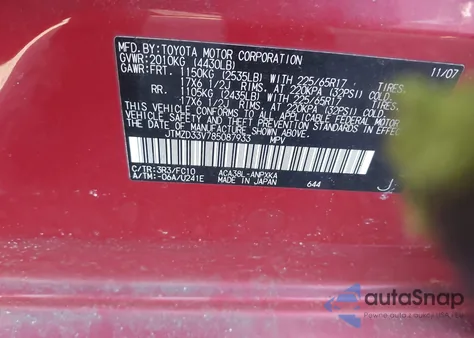 2008 Toyota Rav4 from USA, damaged, VIN JTMZD33V785087933